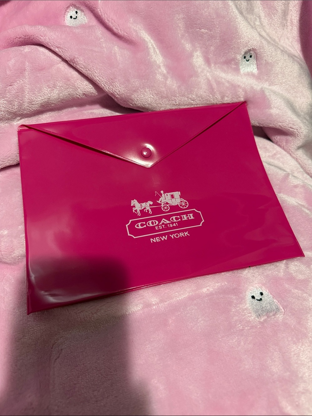 Coach Hot Pink Vinyl Envelope Pouch